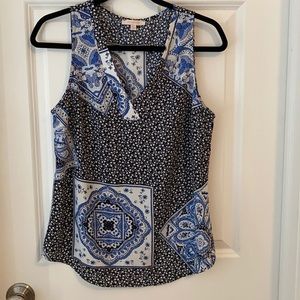 Bandana Print V-neck Sleeveless Blouse